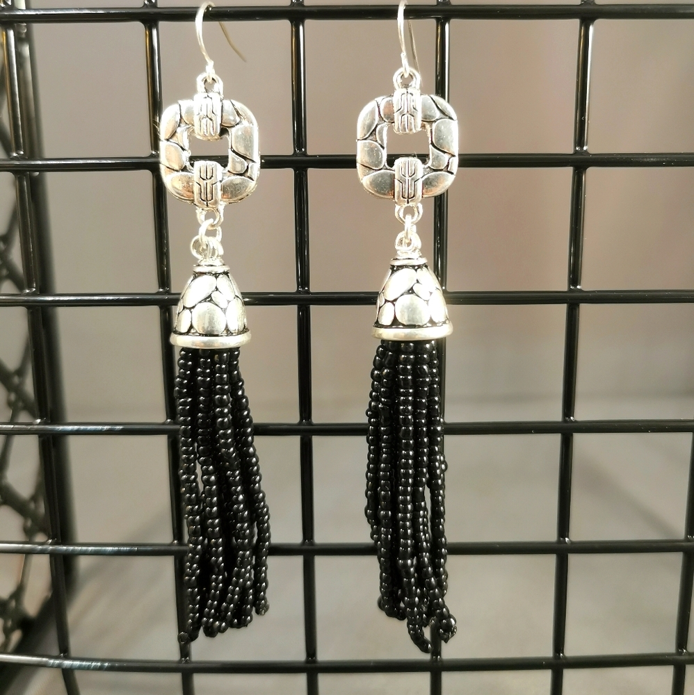 Black and silver earrings